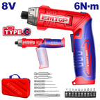 Visseuse et tournevis électrique EMTOP sans fil 8V rechargeable USB type-C vendu sans chargeur 6Nm 17 accessoires + Sac