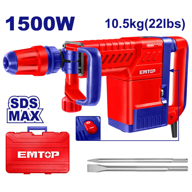 Marteau piqueur de démolition 1500W SDS-MAX EMTOP Hover Image