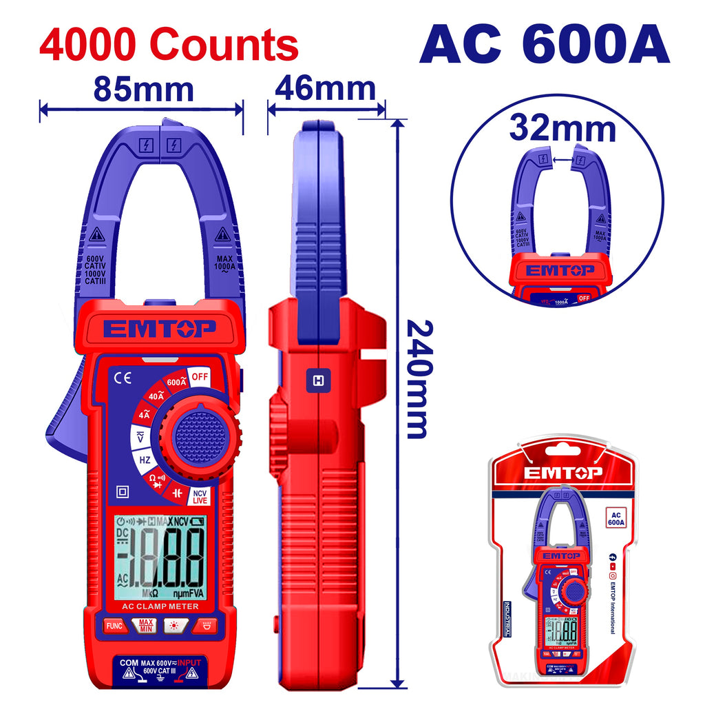 Pince ampèremétrique AC numérique EDMR766001 EMTOP