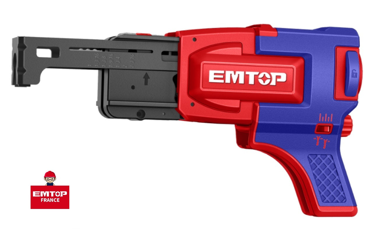 Chargeur de vis en bande pour visseuse à plaque de plâtre EMTOP – Vis de 25 à 55 mm