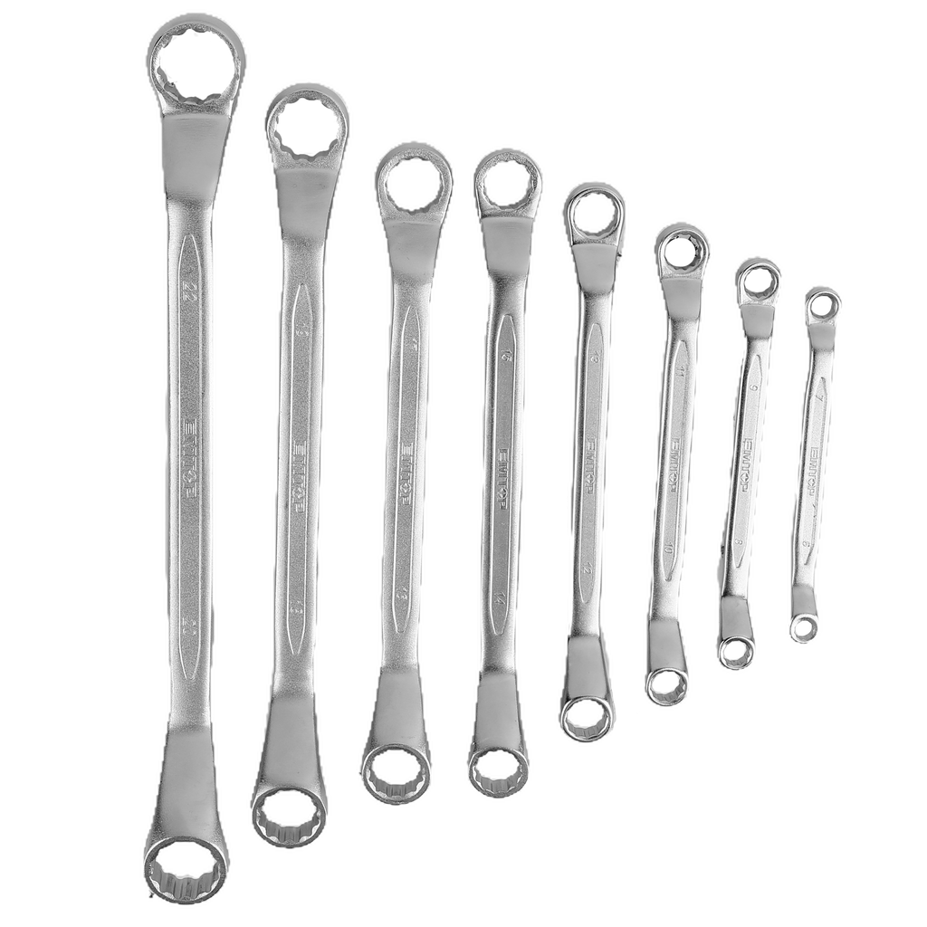 Jeu de 8 clés polygonales doubles anneau contre coudé EMTOP