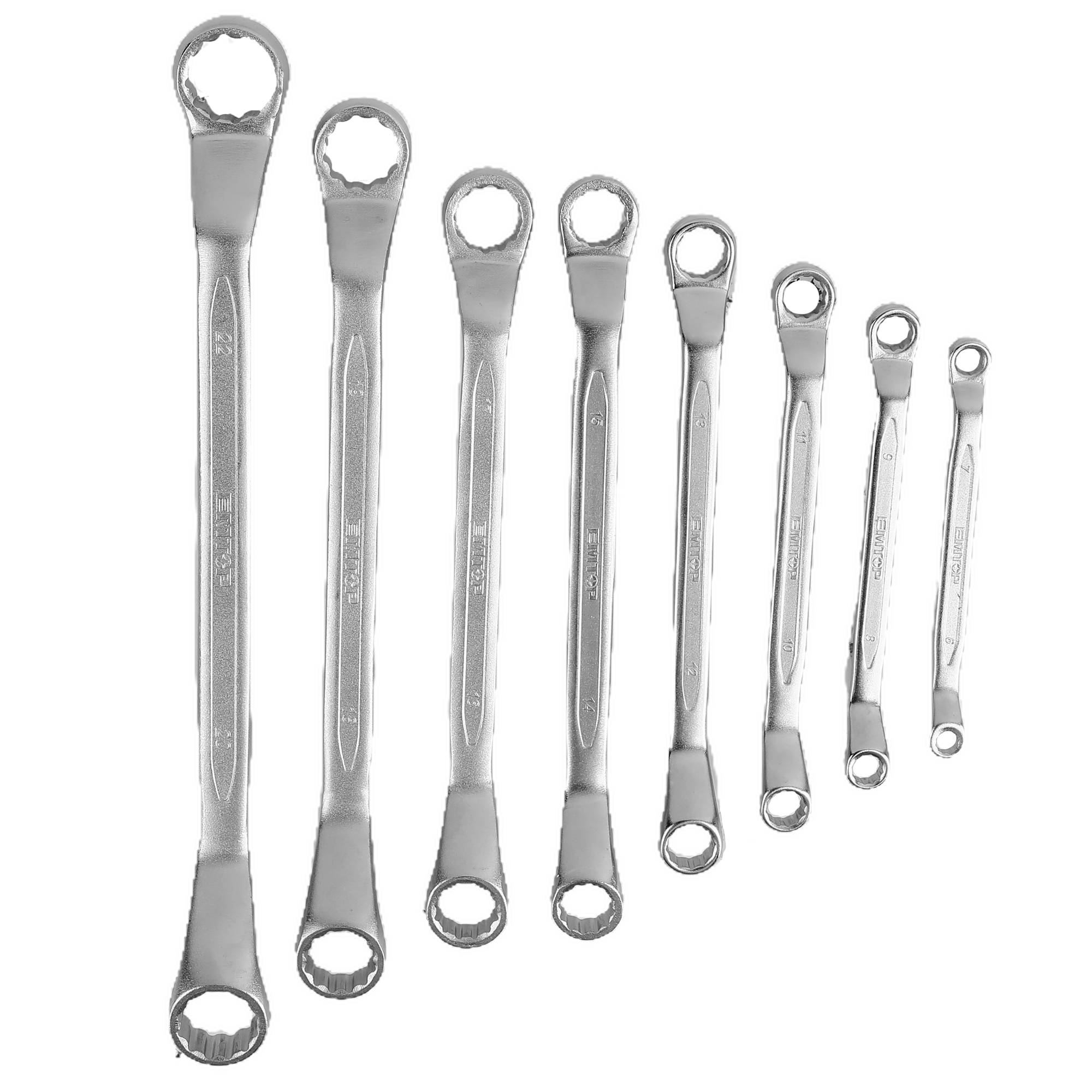 Jeu de 8 clés polygonales doubles anneau contre coudé EMTOP