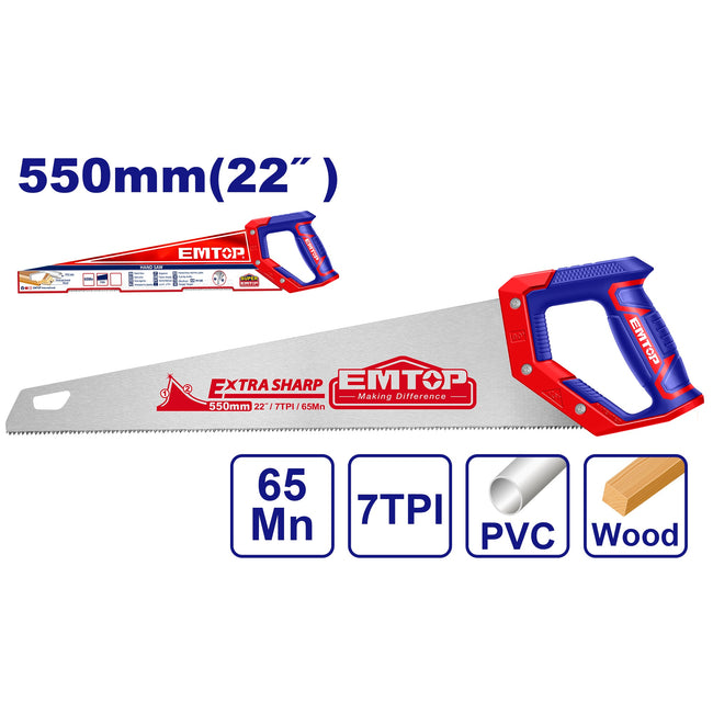 Scie à main 550mm Scie égoïne EMTOP Hover Image