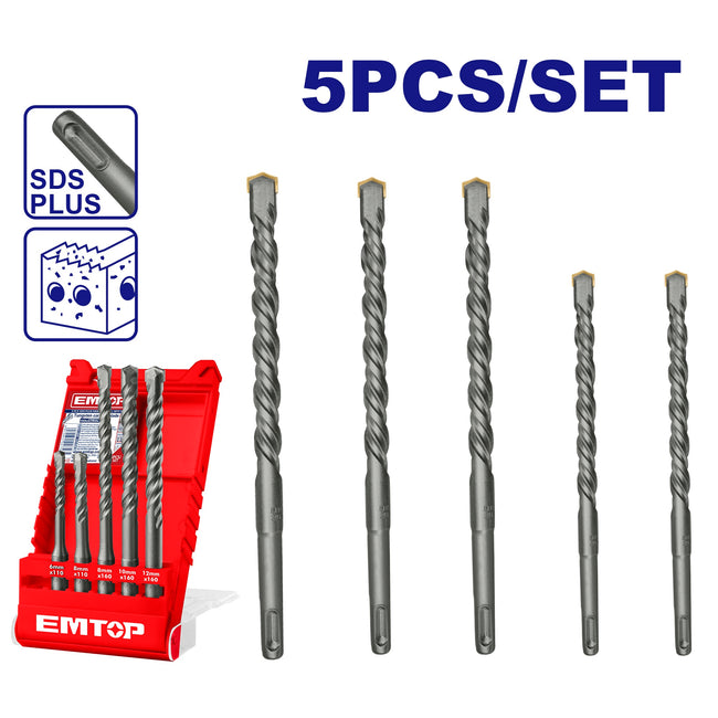 Ensemble de 5 forets pour marteau perforateur SDS Plus EHDR12052 EMTOP Hover Image