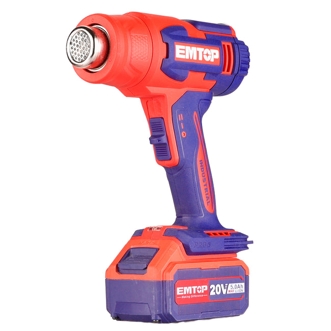 Décapeur thermique professionnel avec Écran LCD sans fil 20V EMTOP 1 batterie 5.0Ah et 1 chargeur Main Image