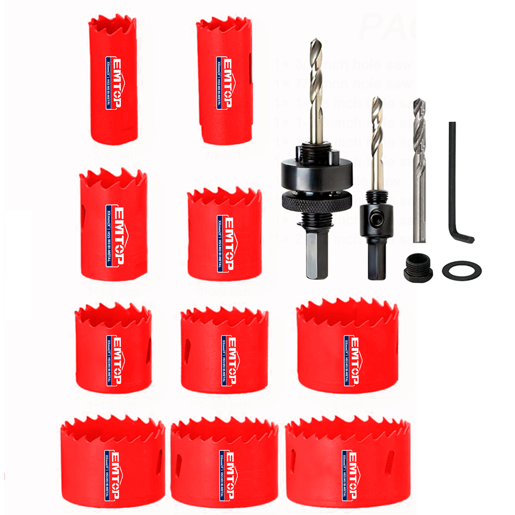 Coffret de 15 pcs scies cloches et trépans bimétalliques EMTOP