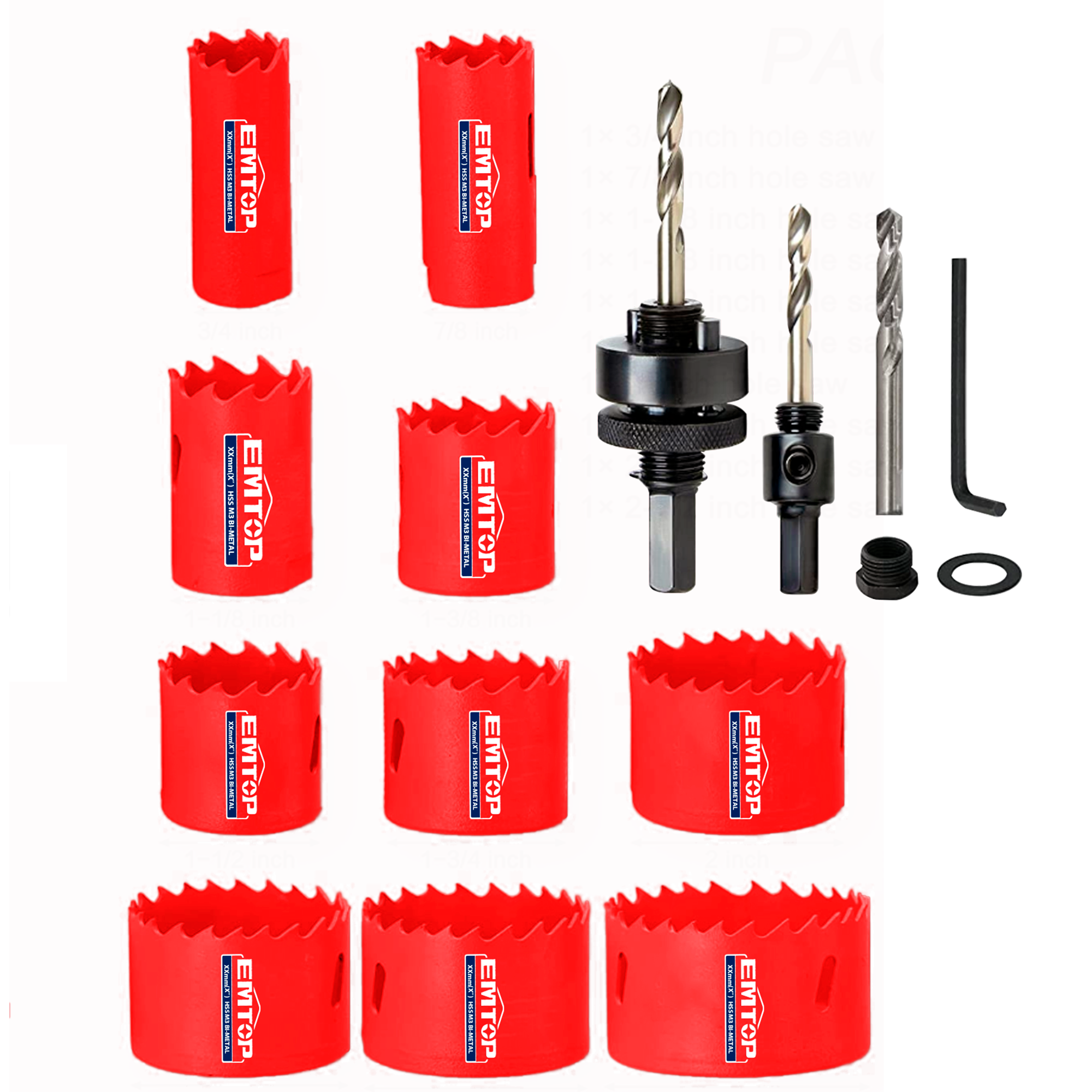 Coffret de 15 pcs scies cloches et trépans bimétalliques EMTOP