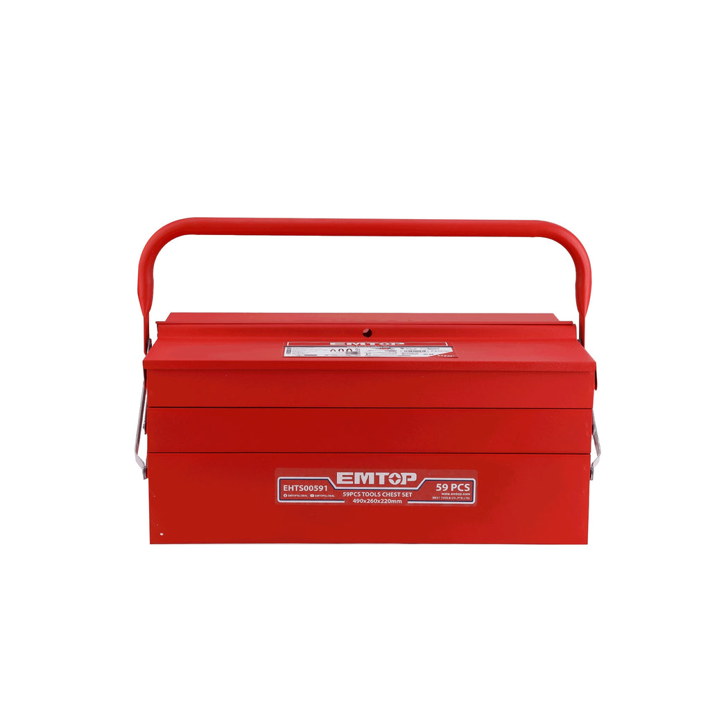 Caisse à outils complète en métallique avec 59 pièces EMTOP