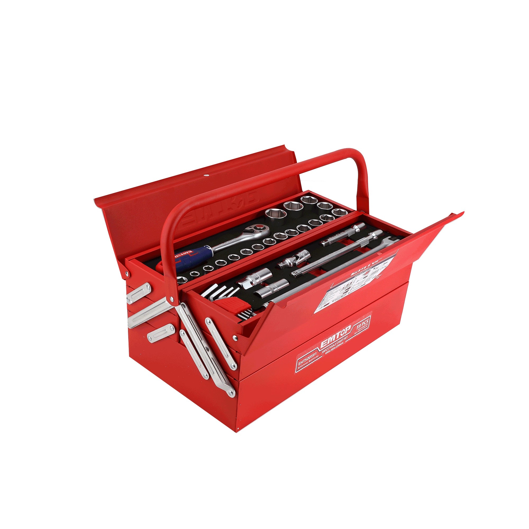 Caisse à outils complète en métallique avec 59 pièces EMTOP