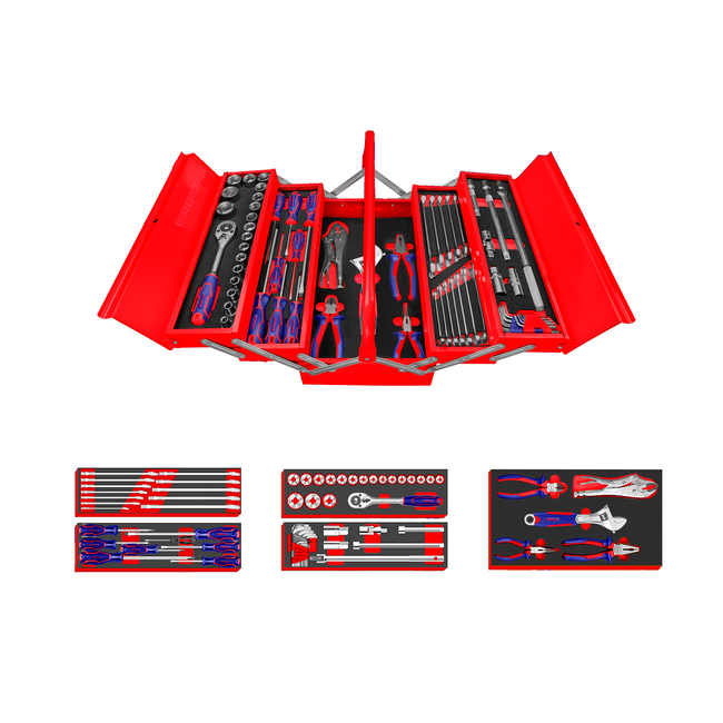 Caisse à outils complète en métallique avec 59 pièces EMTOP Hover Image