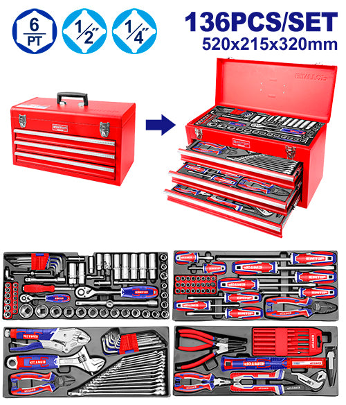 Servante à outils EMTOP 136 pièces