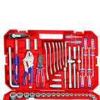 Coffret d’outillage de mécanicien 165 pièces – 1/4″, 3/8″ et 1/2″ – Cliquets 72 dents – EMTOP