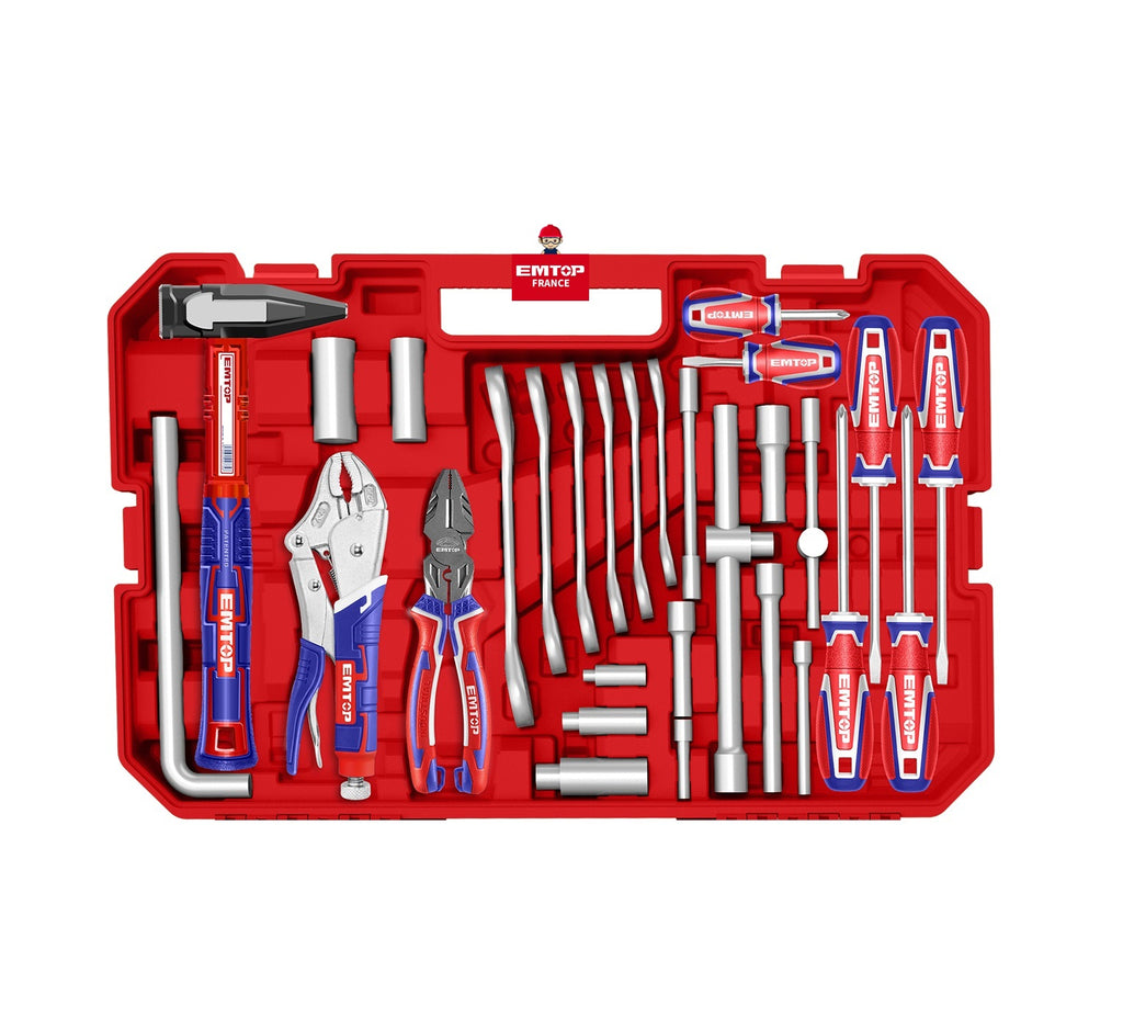 Coffret d’outillage de mécanicien 165 pièces – 1/4″, 3/8″ et 1/2″ – Cliquets 72 dents – EMTOP