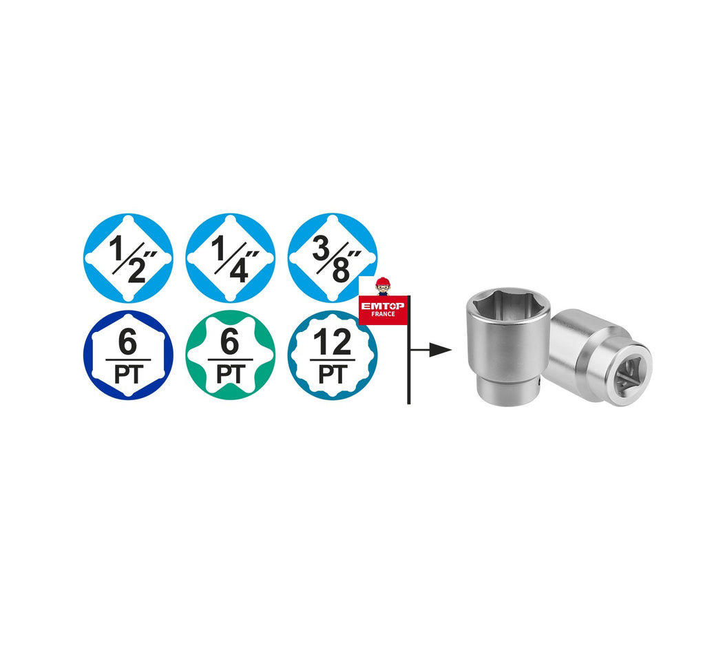 Coffret d’outillage de mécanicien 165 pièces – 1/4″, 3/8″ et 1/2″ – Cliquets 72 dents – EMTOP