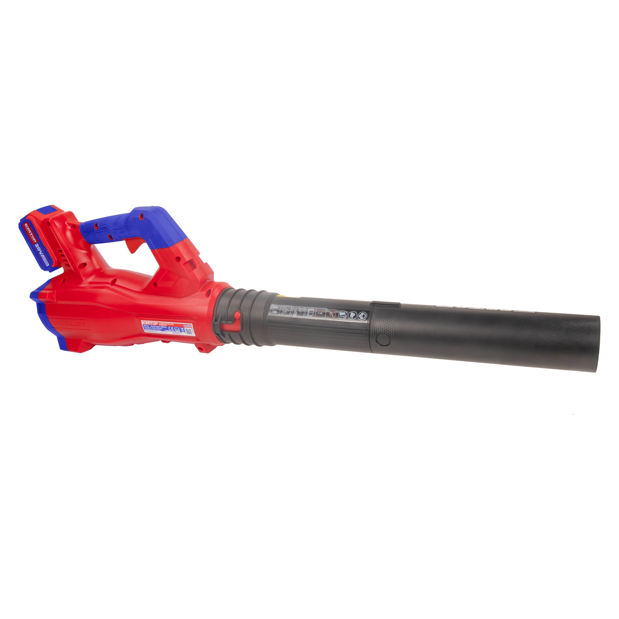 Souffleur à batterie 20V EMTOP Moteur brushless avec 1 chargeur + 2 batteries 4.0Ah + Gant picots PVC