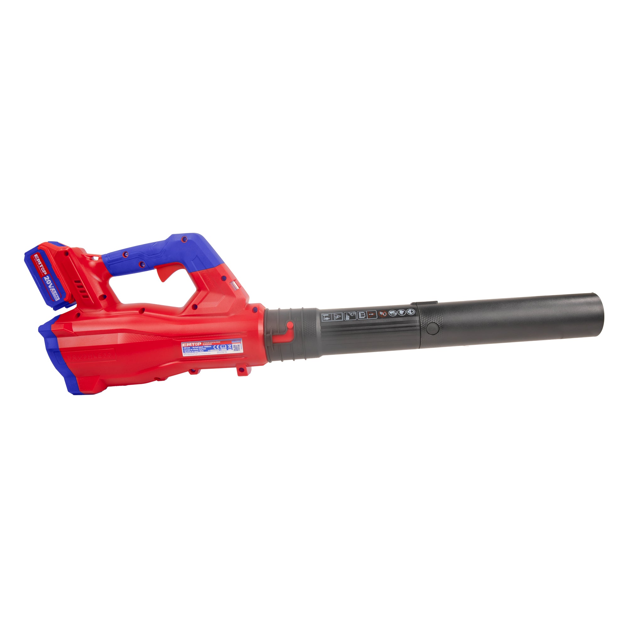 Souffleur à batterie 20V EMTOP Moteur brushless, Batterie et chargeur vendus séparément
