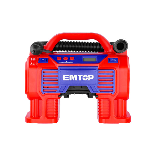 Compresseur à batterie Gonfleur sans fil 20V 11 bars EMTOP Batterie et chargeur vendus séparément Main Image