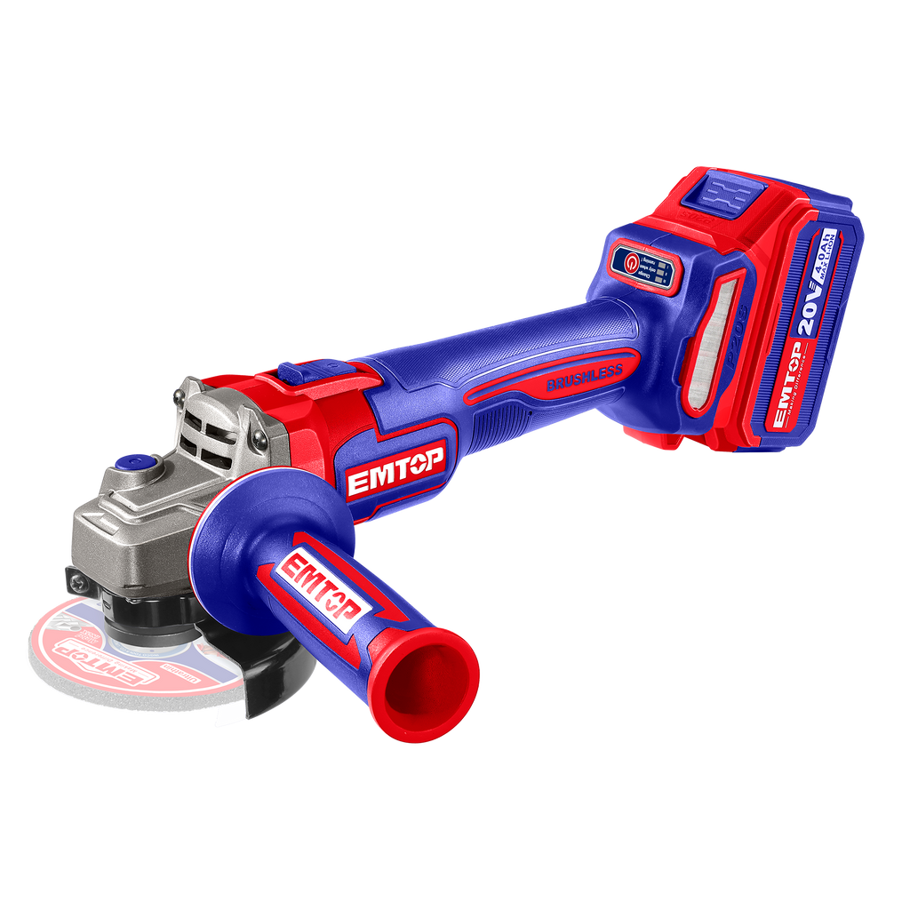 Meuleuse d'angle 115mm sans fil Brushless 20V EMTOP Batterie et chargeur vendus séparément