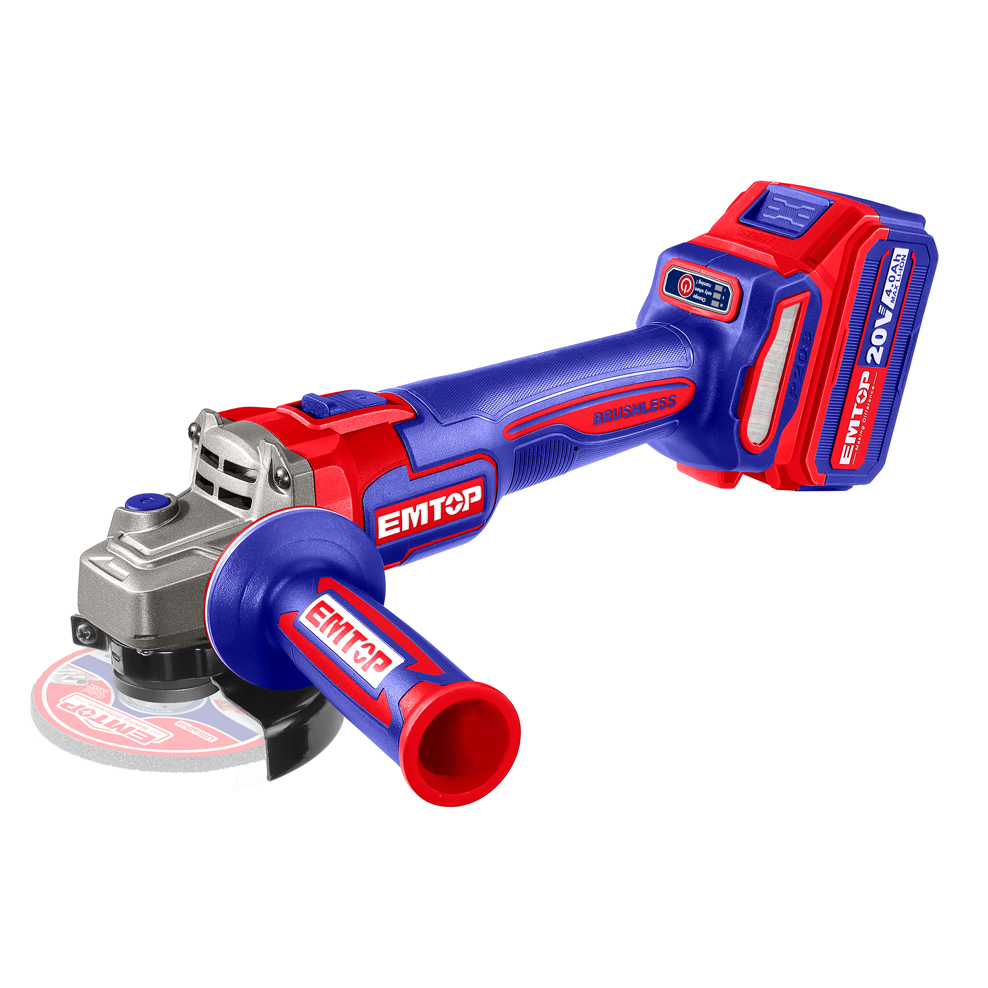 Meuleuse d'angle 115mm sans fil Brushless 20V EMTOP Batterie et chargeur vendus séparément