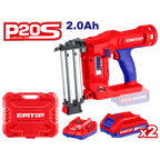 Agrafeuse et cloueur de finition 15-50mm à batterie EMTOP Brushless 2 batteries 2.0Ah + chargeur