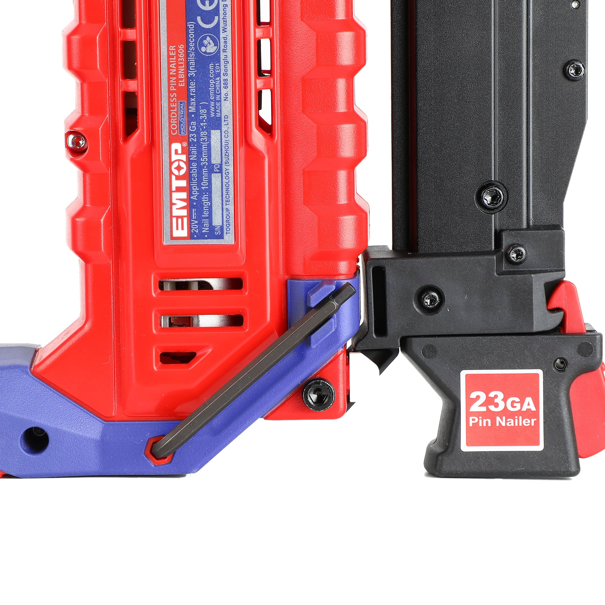 Agrafeuse et cloueur de finition sabots de charpente 10-35mm à batterie EMTOP 20V Batterie et chargeur vendus séparément