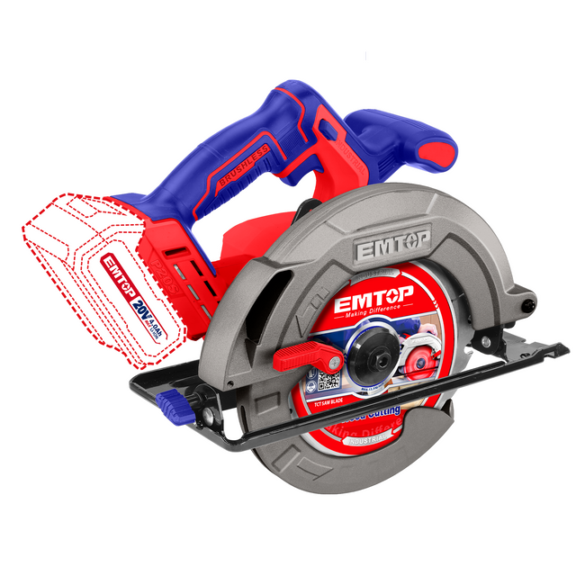 Scie circulaire sans fil 185mm 20V EMTOP Batterie et chargeur vendus séparément Hover Image