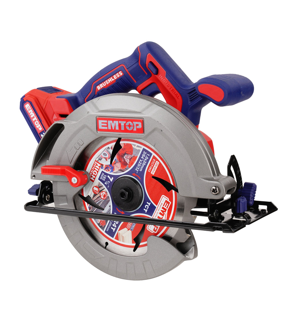 Scie circulaire sans fil 185mm 20V EMTOP Batterie et chargeur vendus séparément