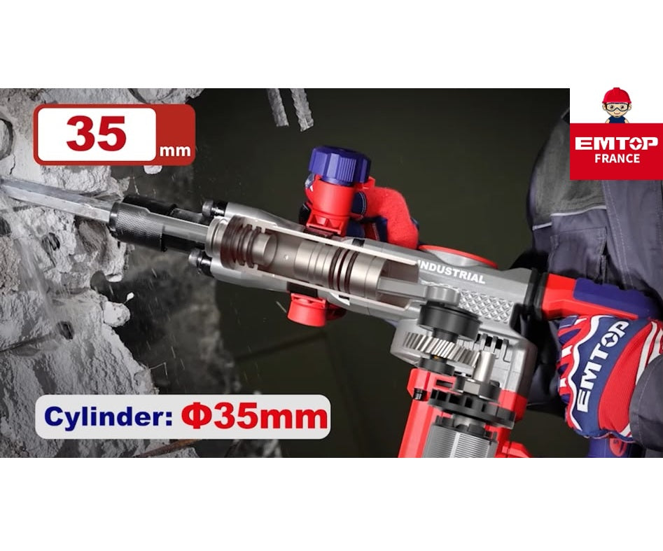 Marteau piqueur de démolition SDS-HEX Brushless Sans Fil 20V EMTOP - 16J, Batterie et chargeur vendus séparément