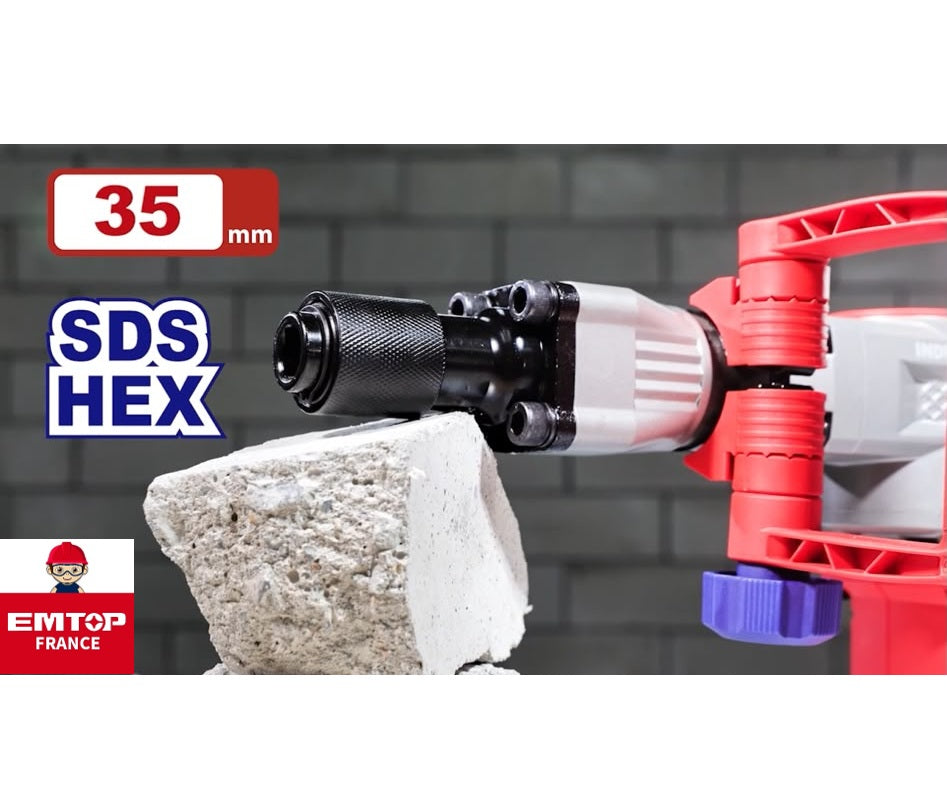 Marteau piqueur de démolition SDS-HEX Brushless Sans Fil 20V EMTOP - 16J, Batterie et chargeur vendus séparément