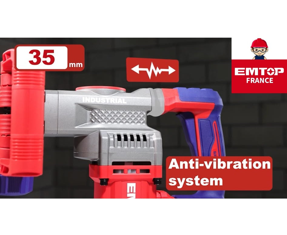 Marteau piqueur de démolition SDS-HEX Brushless Sans Fil 20V EMTOP - 16J, Batterie et chargeur vendus séparément