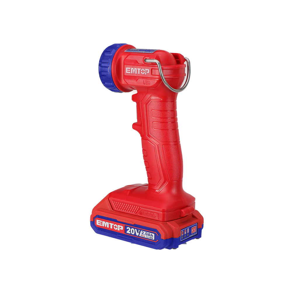 Lampe torche de chantier LED 1.5W à batterie EMTOP 20V Batterie et chargeur vendus séparément