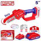 Tronçonneuse élagueuse sur batterie 20V Longueur de Coupe 13 cm EMTOP 20V avec 1 chargeur + 1 batterie 2.0Ah