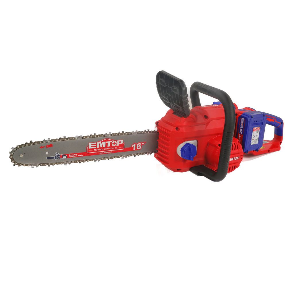 Kit tronçonneuse à batterie 40V Longueur de Coupe 40 cm EMTOP brushless avec 1 chargeur double port + 2 batteries 4.0Ah