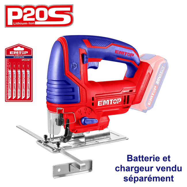 Scie Sauteuse Sans Fil 20 V – EMTOP – Batterie et chargeur vendus séparément Hover Image