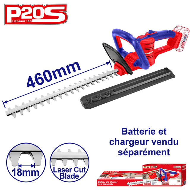 Taille-haie à batterie 20V EMTOP batterie et chargeur vendus séparément Hover Image