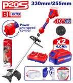 Débroussailleuse à batterie 40V EMTOP Brushless avec 1 chargeur double port + 2 batteries 4.0Ah