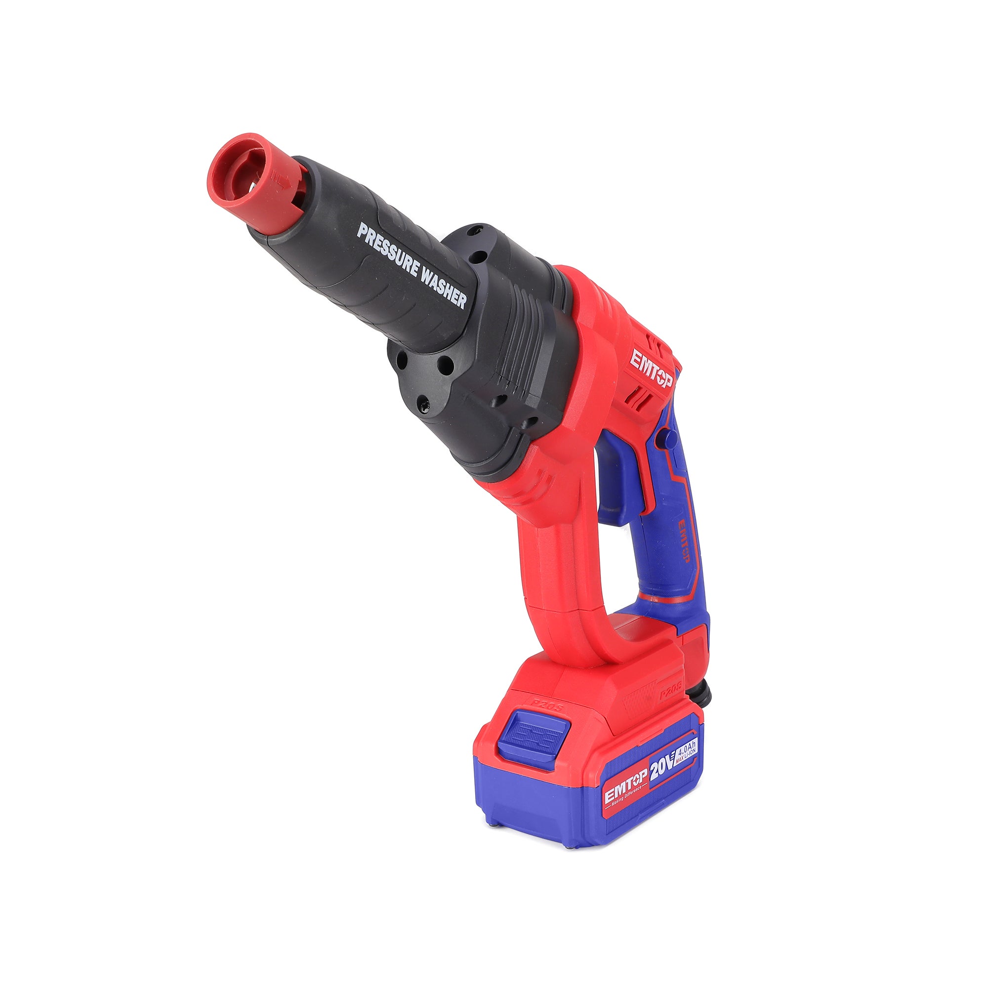 Nettoyeur haute pression sans fil 20V EMTOP Pression 24.8 bars avec 1 chargeur + 1 batterie 4.0Ah + accessoires