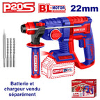 Marteau perforateur Burineur 22mm SDS-Plus sans fil EMTOP 20V Batterie et chargeur vendus séparément