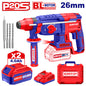 Marteau perforateur Burineur 26mm SDS-Plus sans fil EMTOP 20V avec 1 chargeur + 2 batteries 4.0Ah