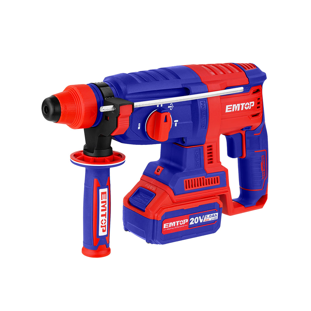 Marteau perforateur Burineur 26mm SDS-Plus sans fil EMTOP 20V Batterie et chargeur vendus séparément