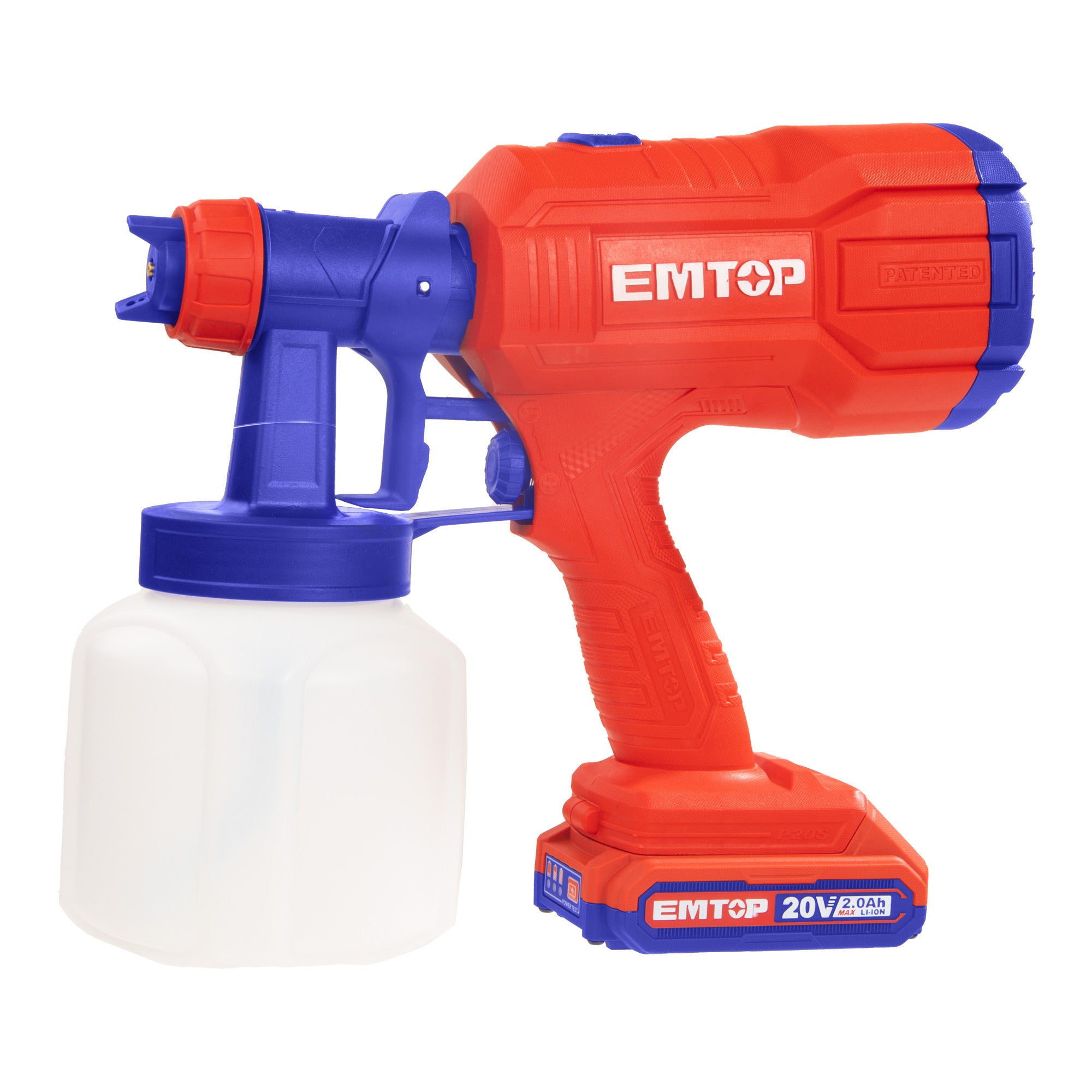 Pistolet à peinture sans fil 20V Pulvérisateur électrique 800ml EMTOP avec 1 Batterie 2.0Ah + Chargeur