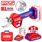 Sécateur sur batterie Coupe branches sans fil 20V EMTOP 1 chargeur + 1 batterie 2.0Ah