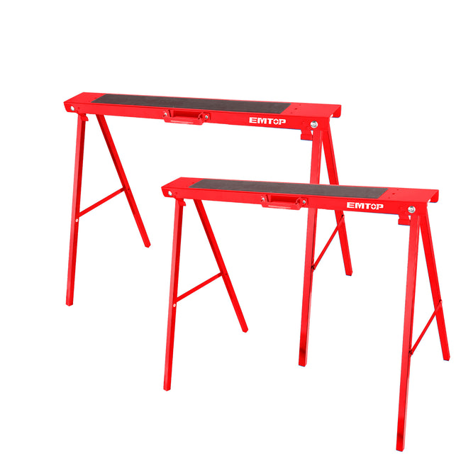 Lot de 2 tréteaux pliables en acier – Charge maximale 100 kg – EMTOP Main Image