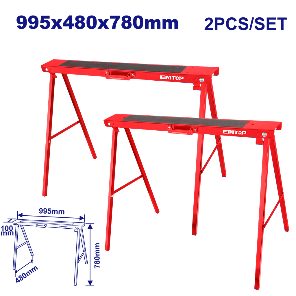 Tréteaux pliables EMTOP – Lot de 2