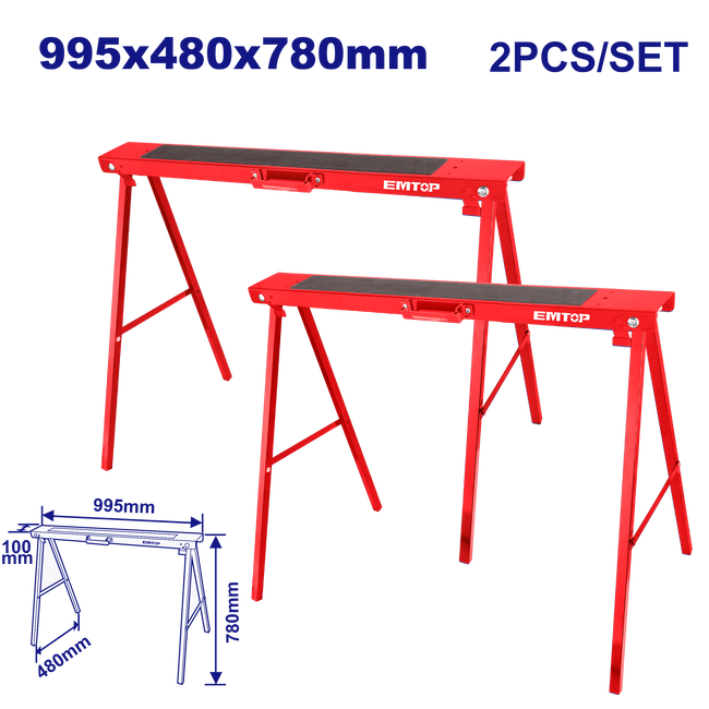 Tréteaux pliables EMTOP – Lot de 2 Main Image