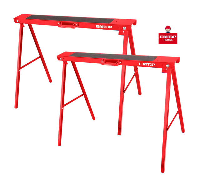 Tréteaux pliables en acier EMTOP – Lot de 2 Main Image