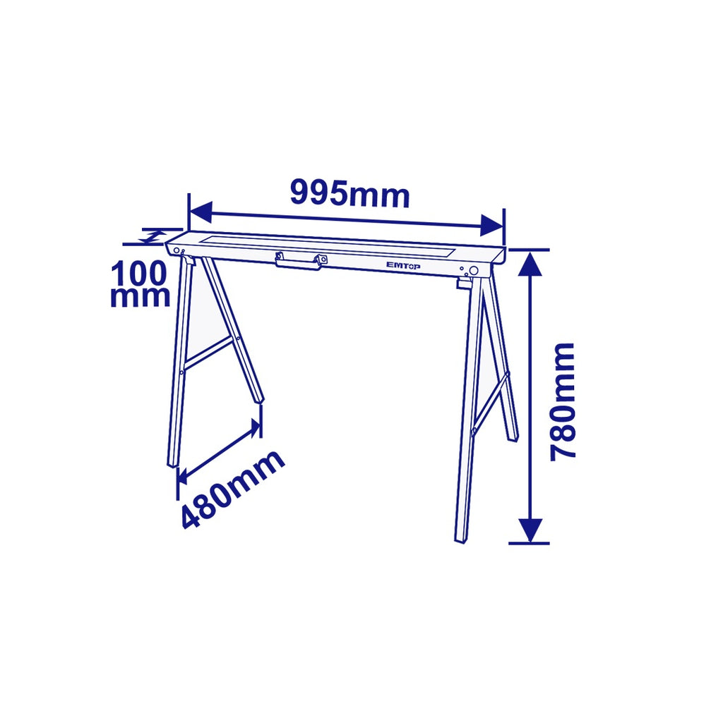 Lot de 2 tréteaux pliables en acier – Charge maximale 100 kg – EMTOP