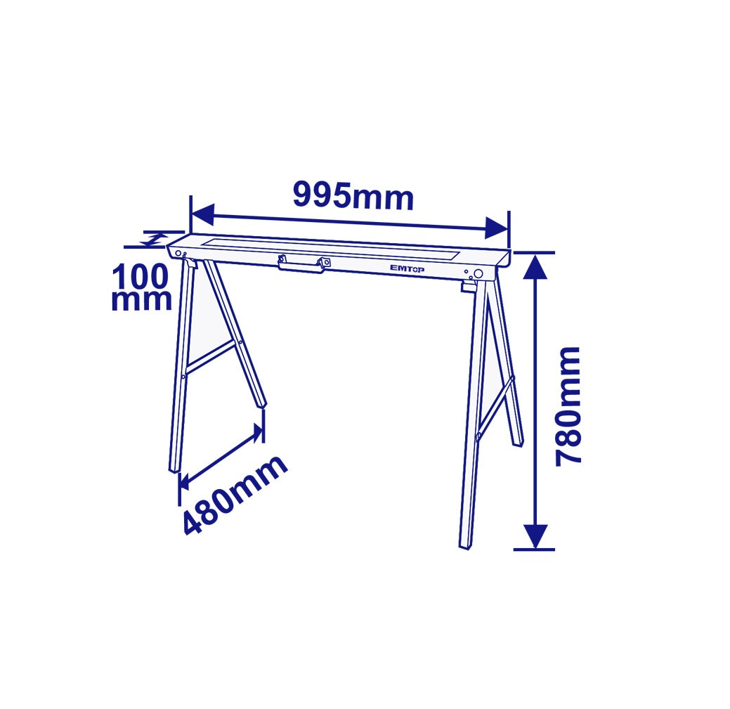 Lot de 2 tréteaux pliables en acier – Charge maximale 100 kg – EMTOP