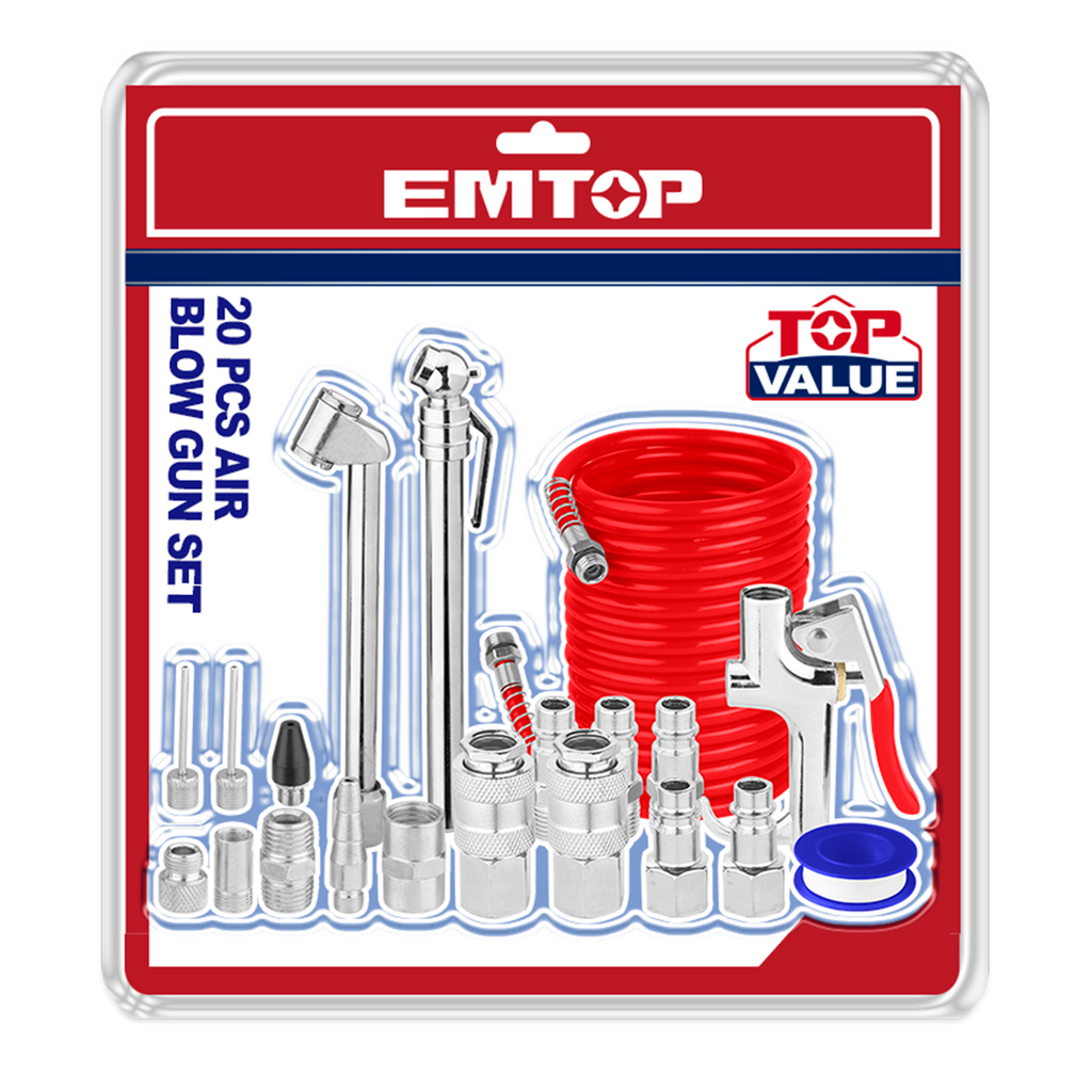 Ensemble de 20 pièces d'outils pneumatiques pour compresseur d'air EMTOP
