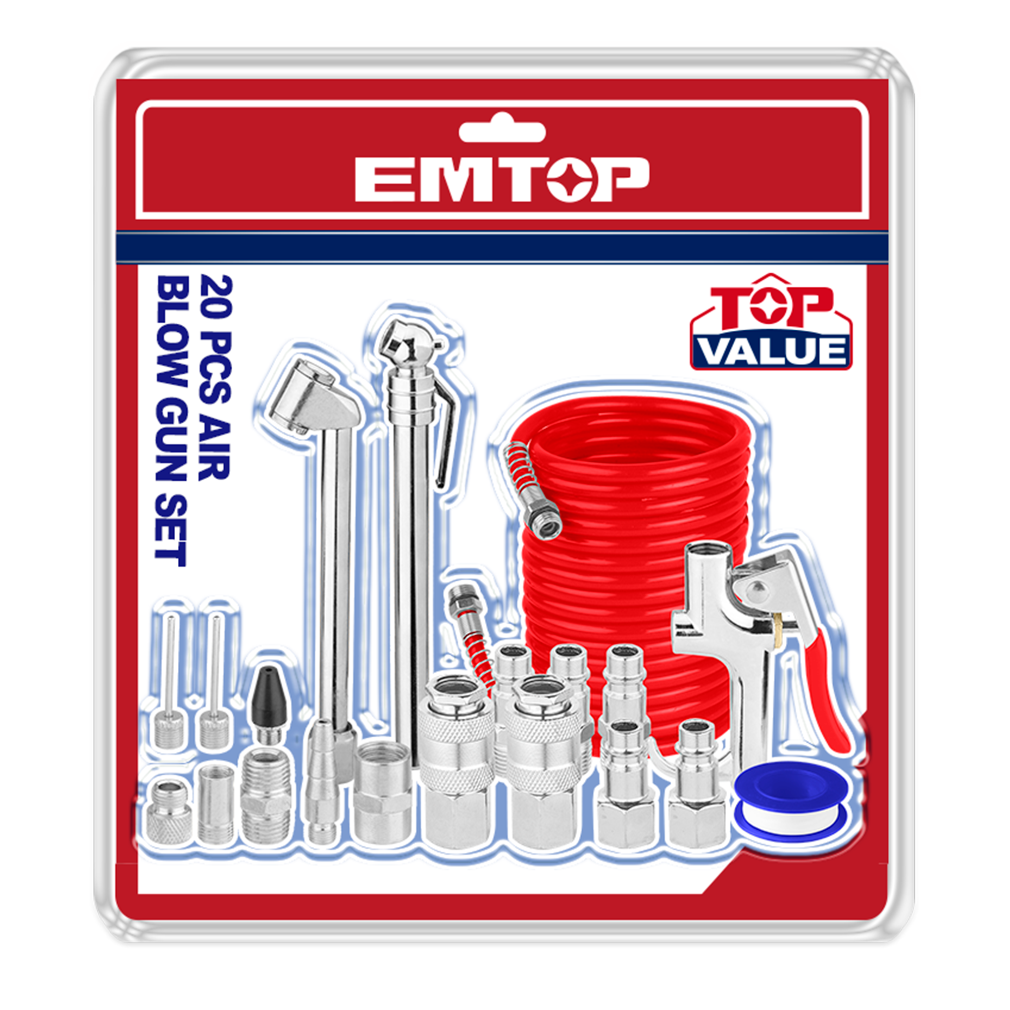Ensemble de 20 pièces d'outils pneumatiques pour compresseur d'air EMTOP